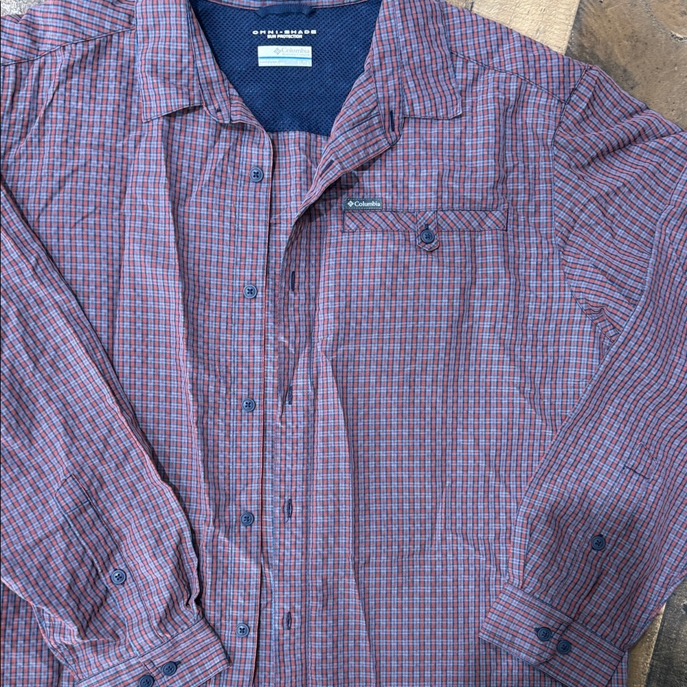 Columbia Sun Protection -Burnt shortage and Blue Plaid Men's Shirt